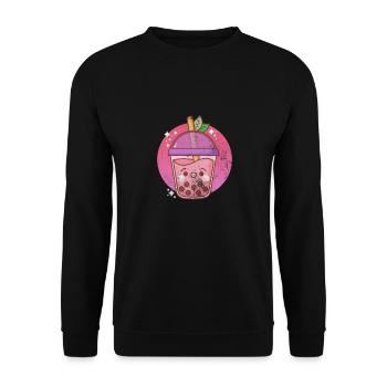 Bubble Tea Boba Tea Kawaii Geschenk - Unisex Pullover - Schwarz - Vorne - Alina (178cm) & Michal (187cm)