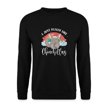 Chinchilla Nagetier Haustier Nager Geschenk - Unisex Pullover - Schwarz - Vorne - Alina (178cm) & Michal (187cm)