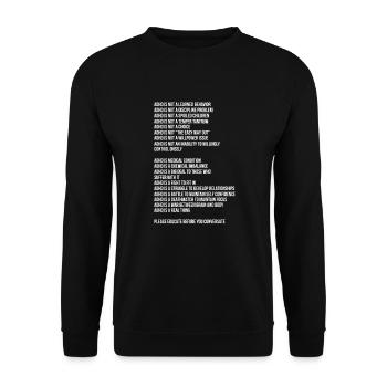 ADHS ADHD Aufmerksamkeit Defizit Geschenk - Unisex Pullover - Schwarz - Vorne - Alina (178cm) & Michal (187cm)