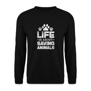 Animal Rescue Animal Welfare Animal Friend Gift - Unisex Sweatshirt - black - Front - Alina (178cm) & Michal (187cm)