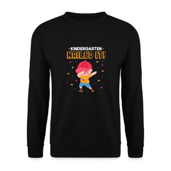 Kindergarten Child School Enrollment School Gift - Unisex Sweatshirt - black - Front - Alina (178cm) & Michal (187cm)