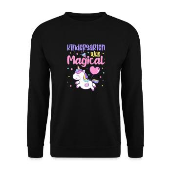 Kindergarten Child School Enrollment School Gift - Unisex Sweatshirt - black - Front - Alina (178cm) & Michal (187cm)