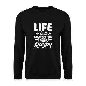 Rugby - Unisex Pullover - Schwarz - Vorne - Alina (178cm) & Michal (187cm)