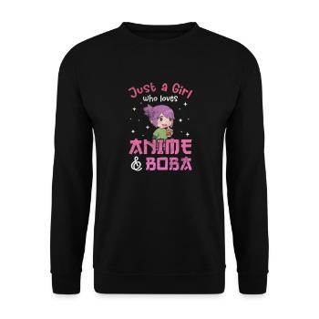 Bubble Tea Anime Boba Tea Kawaii Cadeau - Sweat-shirt Unisexe - noir - Devant - Alina (178cm) & Michal (187cm)