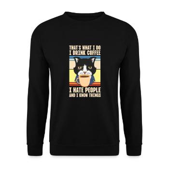 Kaffee Koffein Espresso Barista Geschenk - Unisex Pullover - Schwarz - Vorne - Alina (178cm) & Michal (187cm)