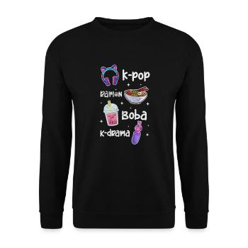Bubble Tea Boba Tea Kawaii Geschenk - Unisex Pullover - Schwarz - Vorne - Alina (178cm) & Michal (187cm)