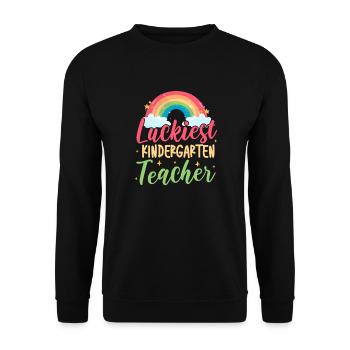 Kindergarten Child School Enrollment School Gift - Unisex Sweatshirt - black - Front - Alina (178cm) & Michal (187cm)