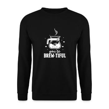 Kaffee Koffein Espresso Barista Geschenk - Unisex Pullover - Schwarz - Vorne - Alina (178cm) & Michal (187cm)