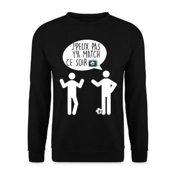 Je peux pas y'a match ce soir cadeau foot - Sweat-shirt Unisexe - noir - Devant - Alina (178cm) & Michal (187cm)