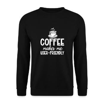 Kaffee Koffein Espresso Barista Geschenk - Unisex Pullover - Schwarz - Vorne - Alina (178cm) & Michal (187cm)