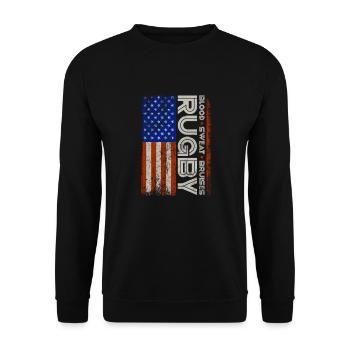 Rugby Verein Rugbyteam Football Sport Geschenk - Unisex Pullover - Schwarz - Vorne - Alina (178cm) & Michal (187cm)