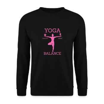 Kaffee Yoga Koffein Espresso Barista Geschenk - Unisex Pullover - Schwarz - Vorne - Alina (178cm) & Michal (187cm)