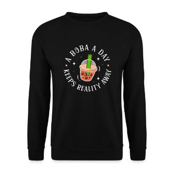 Thé à bulles - Sweat-shirt Unisexe - noir - Devant - Alina (178cm) & Michal (187cm)