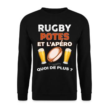Le Rugby Les potes La Biere - Sweat-shirt Unisexe - noir - Devant - Alina (178cm) & Michal (187cm)