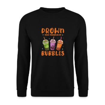 Bubble Tea Boba Tea Kawaii Geschenk - Unisex Pullover - Schwarz - Vorne - Alina (178cm) & Michal (187cm)