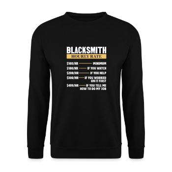 Schmied Schiede Amboss Messerschmied Geschenk - Unisex Pullover - Schwarz - Vorne - Alina (178cm) & Michal (187cm)