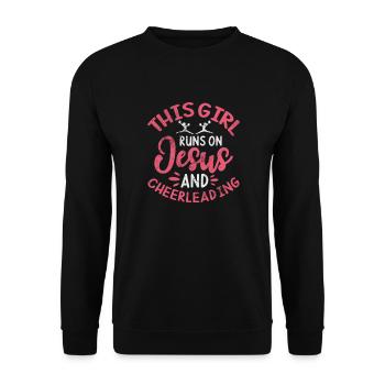 Cheerleader Cheerleading Sport Gymnastik Geschenk - Unisex Pullover - Schwarz - Vorne - Alina (178cm) & Michal (187cm)