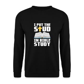 Bibel Bibelvers Christliche Sprüche Jesus Geschenk - Unisex Pullover - Schwarz - Vorne - Alina (178cm) & Michal (187cm)