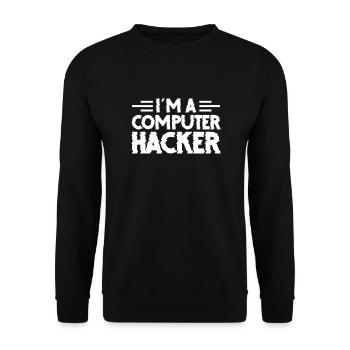 Hacker Coder Computerfreak Nerd Hacking Geschenk - Unisex Pullover - Schwarz - Vorne - Alina (178cm) & Michal (187cm)