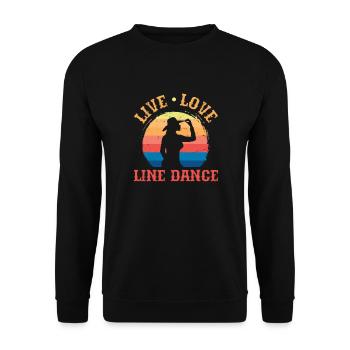 Linedance Country Line Dancer Linedancing Gift - Unisex Sweatshirt - black - Front - Alina (178cm) & Michal (187cm)
