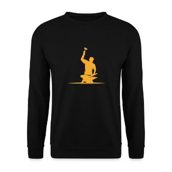 Schmied Schiede Amboss Messerschmied Geschenk - Unisex Pullover - Schwarz - Vorne - Alina (178cm) & Michal (187cm)