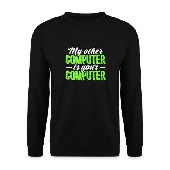 Hacker Coder Computerfreak Nerd Hacking Geschenk - Unisex Pullover - Schwarz - Vorne - Alina (178cm) & Michal (187cm)