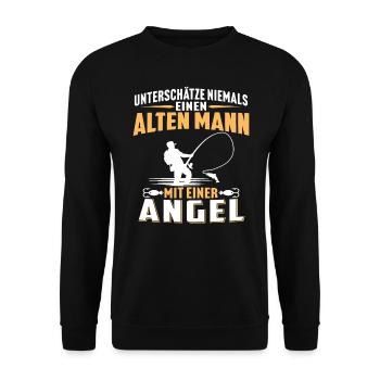 Alten mann mit einer angel - Unisex Pullover - Schwarz - Vorne - Alina (178cm) & Michal (187cm)