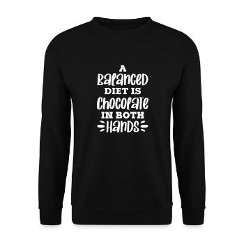 Schokolade Schoko Essen Kakao Geschenk - Unisex Pullover - Schwarz - Vorne - Alina (178cm) & Michal (187cm)