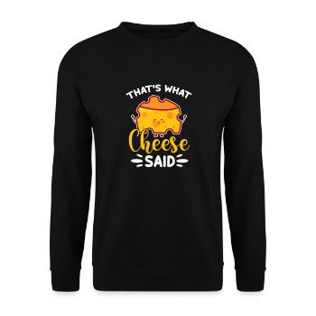 Cheese Cheesecake Food Gift - Unisex Sweatshirt - black - Front - Alina (178cm) & Michal (187cm)