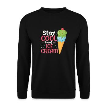 Eiscreme Eis Eiskrem Ice Cream Sommer Geschenk - Unisex Pullover - Schwarz - Vorne - Alina (178cm) & Michal (187cm)