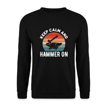 Schmied Schiede Amboss Messerschmied Geschenk - Unisex Pullover - Schwarz - Vorne - Alina (178cm) & Michal (187cm)
