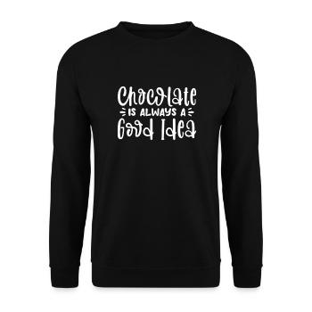 Schokolade Schoko Essen Kakao Geschenk - Unisex Pullover - Schwarz - Vorne - Alina (178cm) & Michal (187cm)