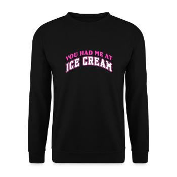 Crème glacée Crème glacée Crème glacée Cadeau d’été - Sweat-shirt Unisexe - noir - Devant - Alina (178cm) & Michal (187cm)