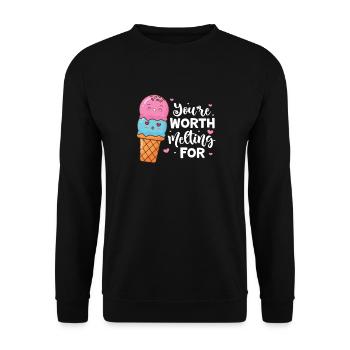 Eiscreme Eis Eiskrem Ice Cream Sommer Geschenk - Unisex Pullover - Schwarz - Vorne - Alina (178cm) & Michal (187cm)