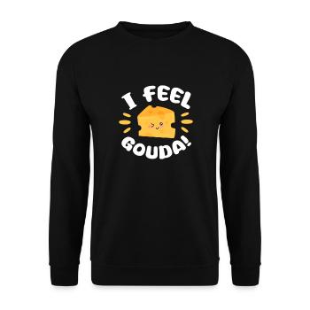 Käse Käsekuchen Essen Geschenk - Unisex Pullover - Schwarz - Vorne - Alina (178cm) & Michal (187cm)