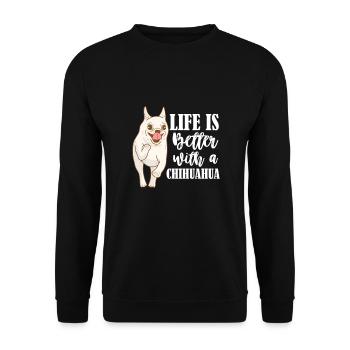 Chihuahua Dog Dog School Dog Owner Gift - Unisex Sweatshirt - black - Front - Alina (178cm) & Michal (187cm)