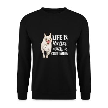 Chihuahua - Sweat-shirt Unisexe - noir - Devant - Alina (178cm) & Michal (187cm)