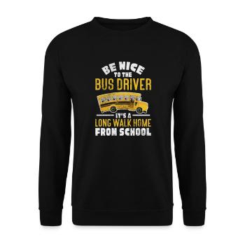Busfahrer - Unisex Pullover - Schwarz - Vorne - Alina (178cm) & Michal (187cm)