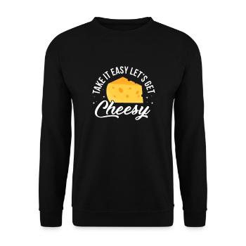 Cheese Cheesecake Food Gift - Unisex Sweatshirt - black - Front - Alina (178cm) & Michal (187cm)