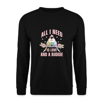 Perruche oiseau animal de compagnie perruche cadeau - Sweat-shirt Unisexe - noir - Devant - Alina (178cm) & Michal (187cm)