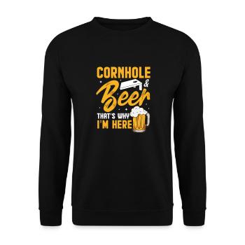 Cornhole Beanbag Sackloch Geschenk - Unisex Pullover - Schwarz - Vorne - Alina (178cm) & Michal (187cm)