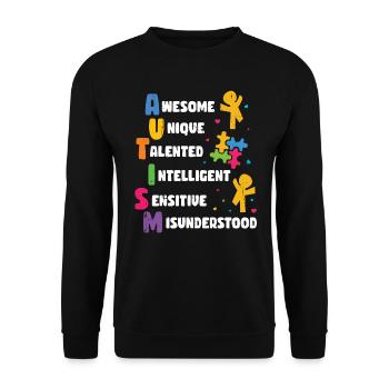 Autism - Unisex Sweatshirt - black - Front - Alina (178cm) & Michal (187cm)