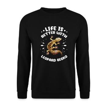 Gecko Salamander Lizard Reptile Gift - Unisex Sweatshirt - black - Front - Alina (178cm) & Michal (187cm)