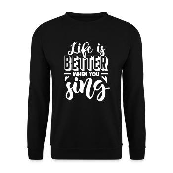 Sänger Sängerin Singen Musiker Geschenk - Unisex Pullover - Schwarz - Vorne - Alina (178cm) & Michal (187cm)