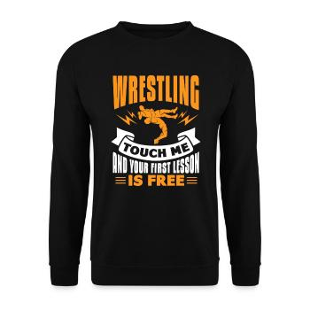 Wrestling Wrestler Fight Wrestling Ringer Gift - Unisex Sweatshirt - black - Front - Alina (178cm) & Michal (187cm)