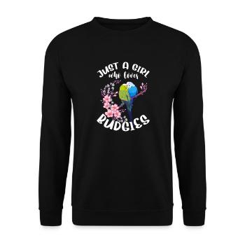Wellensittich Vogel Haustier Sittich Geschenk - Unisex Pullover - Schwarz - Vorne - Alina (178cm) & Michal (187cm)