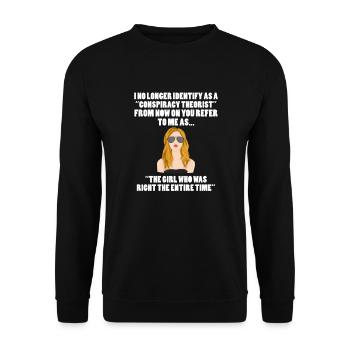 Conspiracy Conspiracy Theory Gift - Unisex Sweatshirt - black - Front - Alina (178cm) & Michal (187cm)