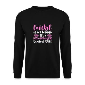 Crochet Knitting Sewing Seamstress Gift - Unisex Sweatshirt - black - Front - Alina (178cm) & Michal (187cm)