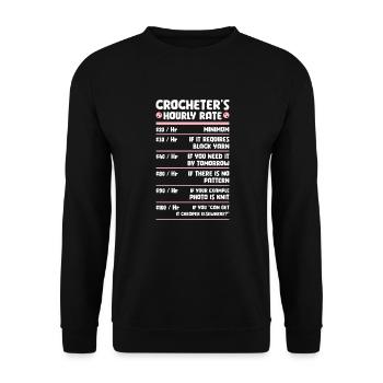 Crochet Knitting Sewing Seamstress Gift - Unisex Sweatshirt - black - Front - Alina (178cm) & Michal (187cm)