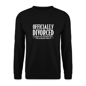 Scheidung Trennung Ende Beziehung Geschenk - Unisex Pullover - Schwarz - Vorne - Alina (178cm) & Michal (187cm)